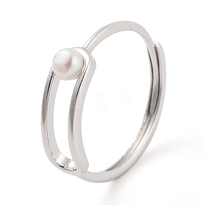 Round Natural Pearl Finger Rings STER-Z009-10P-1