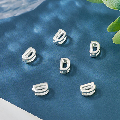 6Pcs 925 Sterling Silver Hollow Initial Beads STER-TA0001-53D-1