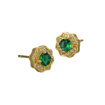 Valentine's Day Brass Clear Cubic Zirconia Stud Earrings WGA37BF-03-1