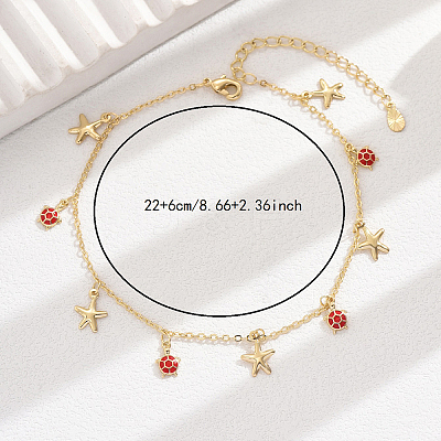 Elegant Brass Enamel Turtle Starfish Beach Anklet for Stylish Women JC1735-1