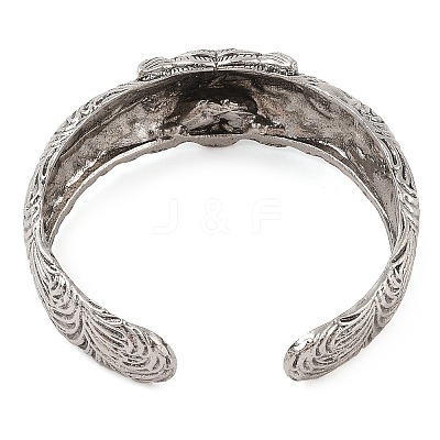 Tiger Tibetan Style Alloy Cuff Bangles for Men BJEW-P337-05AS-1