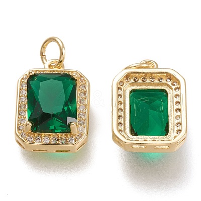 Brass Glass Charms ZIRC-F116-09C-G-1