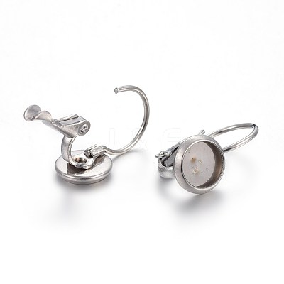 Tarnish Resistant 304 Stainless Steel Leverback Earring Settings STAS-F191-03P-6mm-1