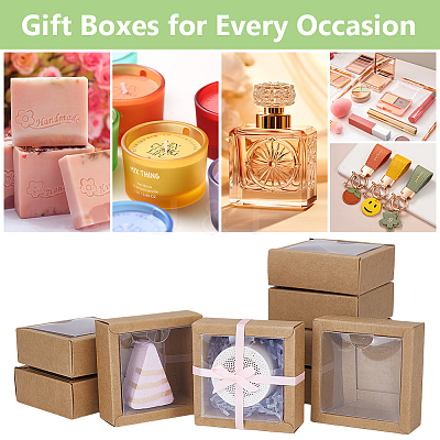 Square Paper Biscuit Boxes with Clear PVC Window CON-WH0098-16C-03-1