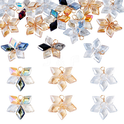 18Pcs 3 Styles Glass Pendants PALLOY-TA00343-1