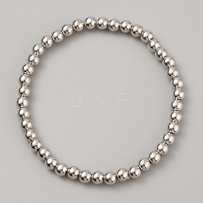 CCB Plastic Round Beaded Strech Bracelet BJEW-WH0023-03B-P-1