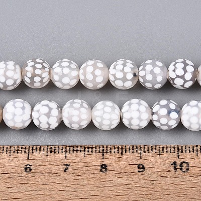 Tibetan Style Natural Agate dZi Beads Strands G-T144-36B-02-1