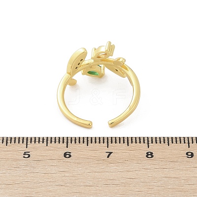 Brass Micro Pave Cubic Zirconia Cuff Rings for Women RJEW-S400-05G-1