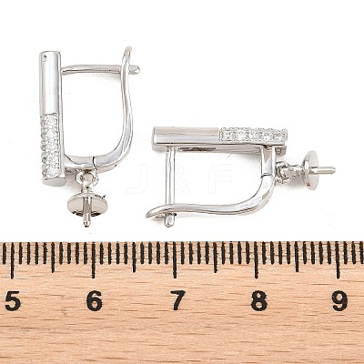 Brass Micro Pave Clear Cubic Zirconia Hoop Earring Findings KK-Z158-01P-1