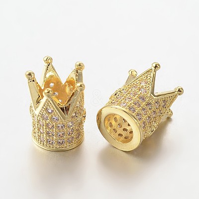 Brass Micro Pave Cubic Zirconia Beads ZIRC-L037-72-FF-1