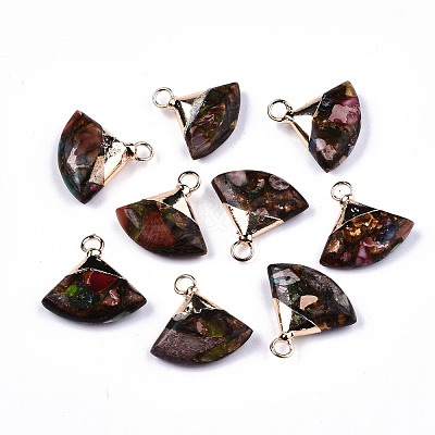 Fan Assembled Synthetic Bronzite and Regalite/Imperial Jasper Pendants G-N330-024-D04-1