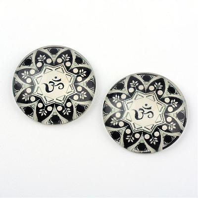 Yoga Theme Glass Cabochons GGLA-L011-25mm-28-1
