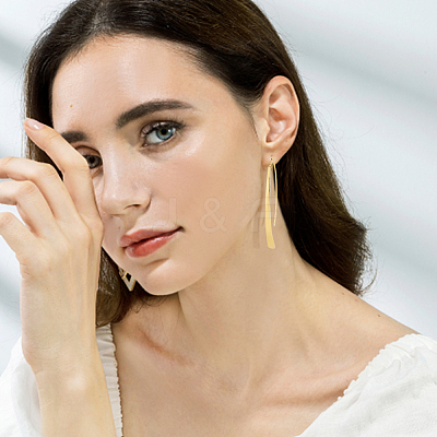2 Pairs 2 Colors Alloy Oval & Rectangle Dangle Earrings for Women EJEW-FI0001-10-1
