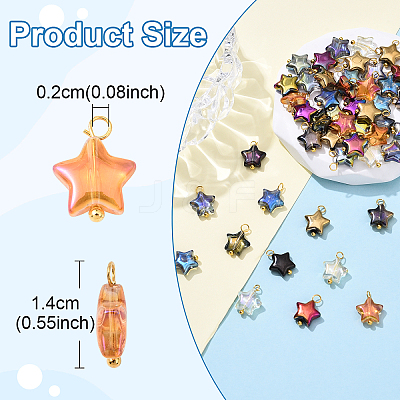10Pcs Glass Pendants PALLOY-YW00065-01-1