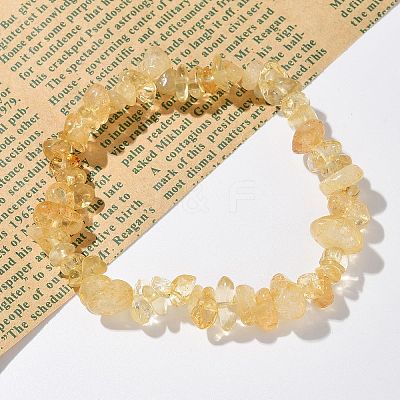 Chips Natural Citrine Beaded Stretch Bracelets X-BJEW-JB01826-08-1