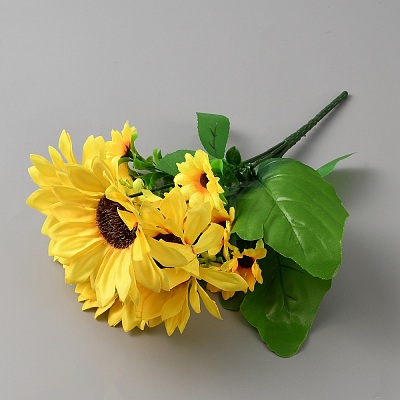 Silk & Iron Wire Artificial Sunflower Bouquets AJEW-WH0709-216-1