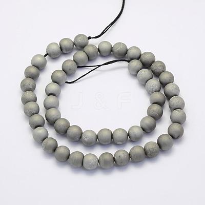 Electroplate Natural Druzy Agate Beads Strands G-G708-10mm-04-1