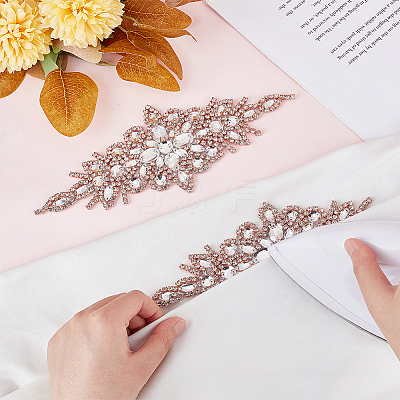 Flower Glass Crystal Rhinestone Applques DIY-WH0304-643B-1