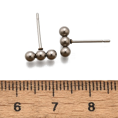 Tarnish Resistant 201 Stainless Steel Beaded Horizontal Bar Stud Earrings with 316 Stainless Steel Pin for Women X-STAS-K238-01P-1