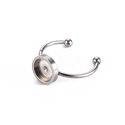 Non-Tarnish 201 Stainless Steel Cuff Pad Ring Settings X-STAS-S080-042C-P-1