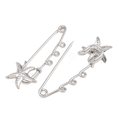 Starfish 304 Stainless Steel Safety Pins Brooch Findings SA-CBA098D-16I-P03-1