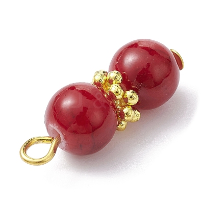 Baking Paint Glass Round Beaded Pendant PALLOY-JF02270-01-1