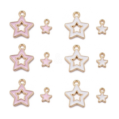 80Pcs 4 Styles Alloy Enamel Pendants ENAM-LS0001-27LG-1