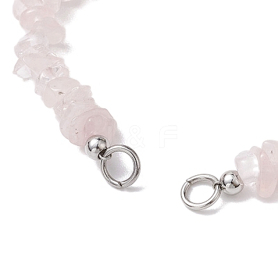 Natural Rose Quartz Chip Nylon Braided Beaded Bracelet Making AJEW-JB01296-01-1
