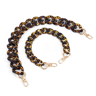 2Pcs 2 Styles Acrylic Leopard Print Curb Chain Purse Chains FIND-TA0009-67-1