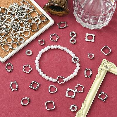 100Pcs 10 Styles Tibetan Style Alloy Bead Frame FIND-CJ0003-76-1