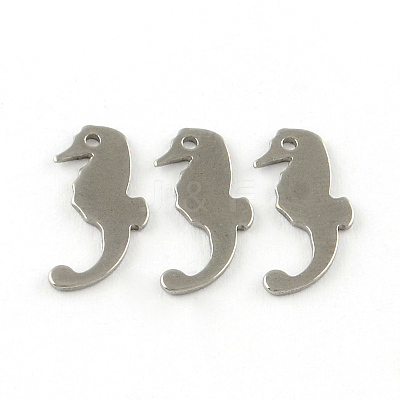 Tarnish Resistant SeaHorse Smooth Surface 201 Stainless Steel Mirror Polished Finish Stamping Blank Tag Pendants STAS-R063-77-1