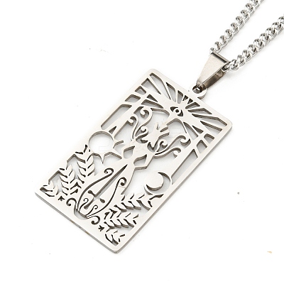 Non-Tarnish 304 Stainless Steel Pendant Necklaces NJEW-L118-02P-05-1