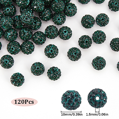 120Pcs Pave Disco Ball Beads RB-SC0004-84A-1