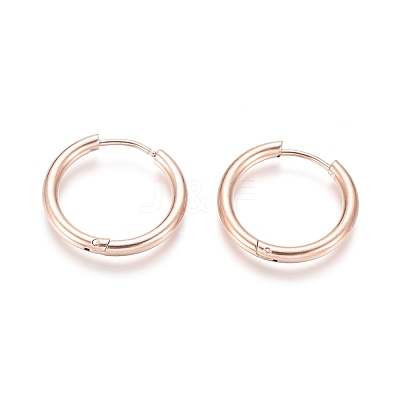 Ion Plating(IP) 304 Stainless Steel Huggie Hoop Earrings EJEW-F111B-21mm-RG-1