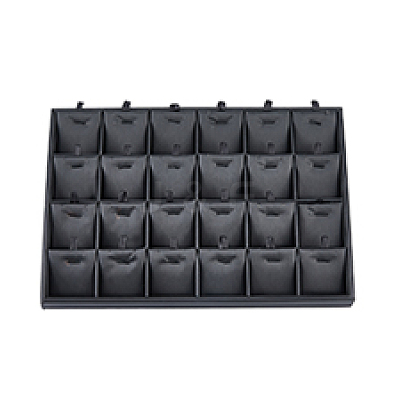 24-Slot Rectangle PU Leather Pendant Display Holder ODIS-WH0043-66-1