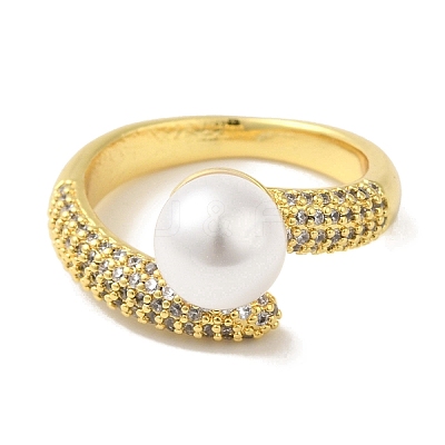 Rack Plating Brass Micro Pave Cubic Zirconia Cuff Rings RJEW-P110-01G-1