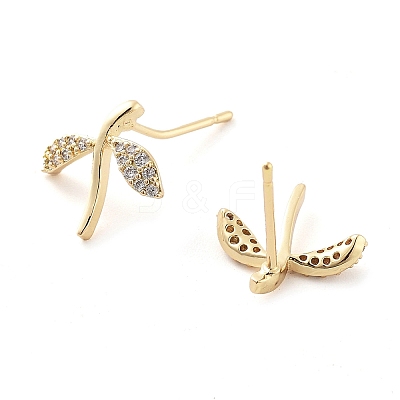 Brass Micro Pave Cubic Zirconia Stud Earrings EJEW-Q800-20KCG-1