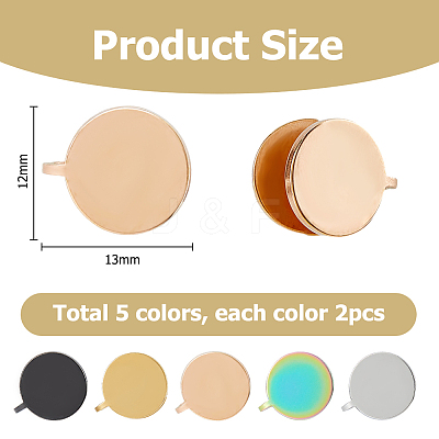 10Pcs 5 Colors 304 Stainless Steel Cuff Earrings EJEW-HS0001-09-1