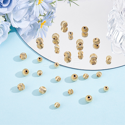100Pcs 2 Styles Brass Grooved Beads KK-BBC0028-38-1