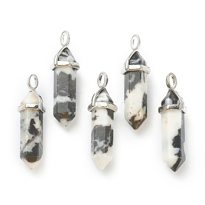Natural Zebra Jasper Pointed Pendants G-M378-01P-A27-1