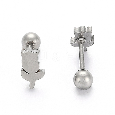 Tarnish Resistant 201 Stainless Steel Barbell Cartilage Earrings EJEW-R147-39-1