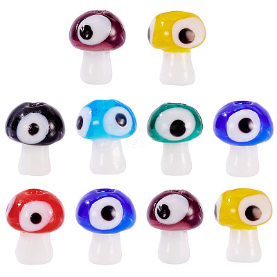 10Pcs Handmade Evil Eye Lampwork Beads LAMP-TA0001-95B-1
