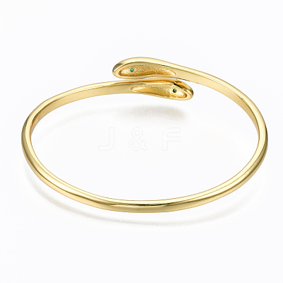 Brass Micro Pave Cubic Zirconia Cuff Bangles BJEW-T018-07G-NF-1