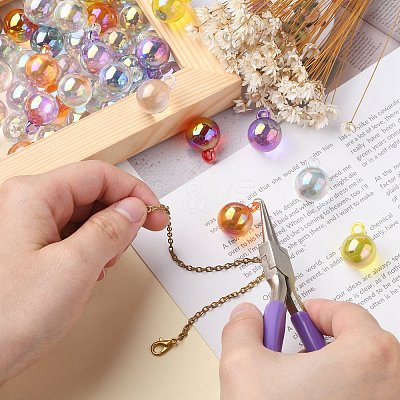 100Pcs 10 Colors UV Plating Rainbow Iridescent Transparent Acrylic Pendants PACR-CJ0001-31-1