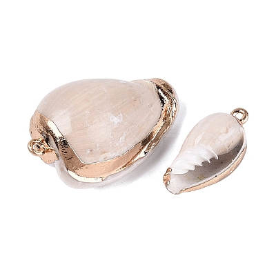 Electroplate Natural Spiral Shell Pendants SSHEL-Q100-51G-1