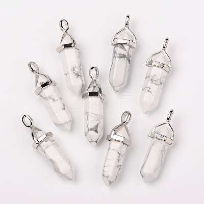 Natural Howlite Double Terminated Pointed Pendants X-G-F295-04F-1