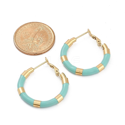 PVD Vacuum Plating 201 Stainless Steel Enamel Hoop Earrings for Women EJEW-B016-33F-1