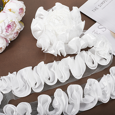 4.6~5 Yards Polyester Satin Chiffon Wavy Lace OCOR-GF0003-53B-1