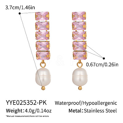 304 Stainless Steel Rectangle Tassel Stud Earrings LS-HE5353-3-1