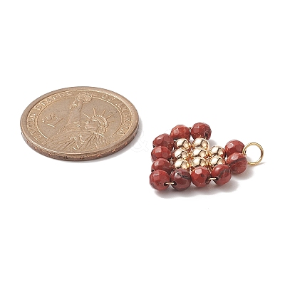 Natural Red Jasper Copper Wire Wrapped Pendants PALLOY-JF02037-04-1